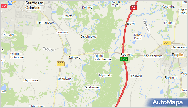 mapa Lipinki Szlacheckie, Lipinki Szlacheckie na mapie Targeo