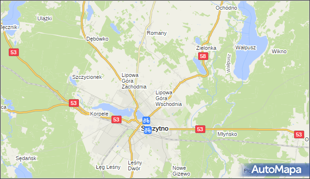 mapa Lipowa Góra Wschodnia, Lipowa Góra Wschodnia na mapie Targeo