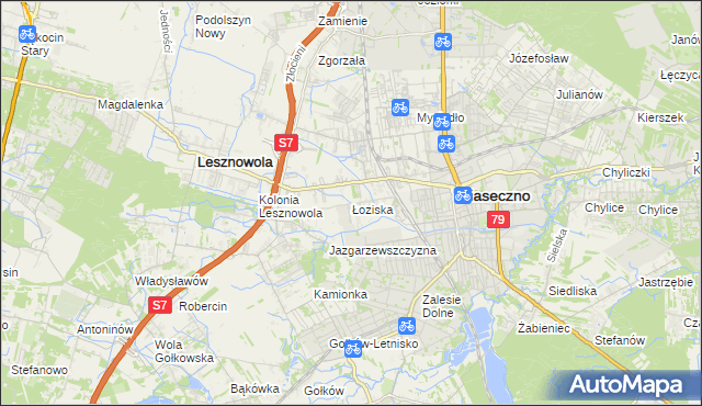mapa Łoziska, Łoziska na mapie Targeo