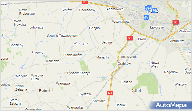 mapa Marianki gmina Kutno, Marianki gmina Kutno na mapie Targeo