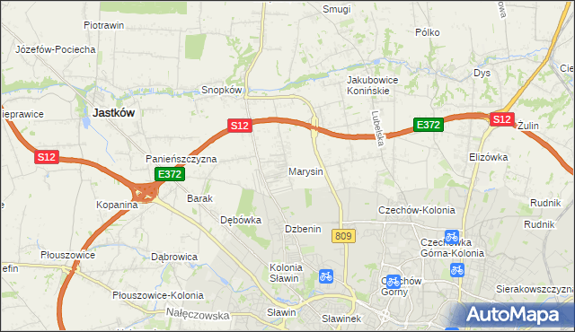 mapa Marysin gmina Jastków, Marysin gmina Jastków na mapie Targeo