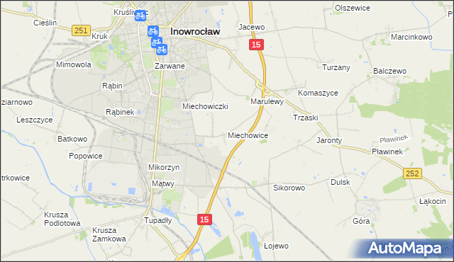mapa Miechowice gmina Inowrocław, Miechowice gmina Inowrocław na mapie Targeo