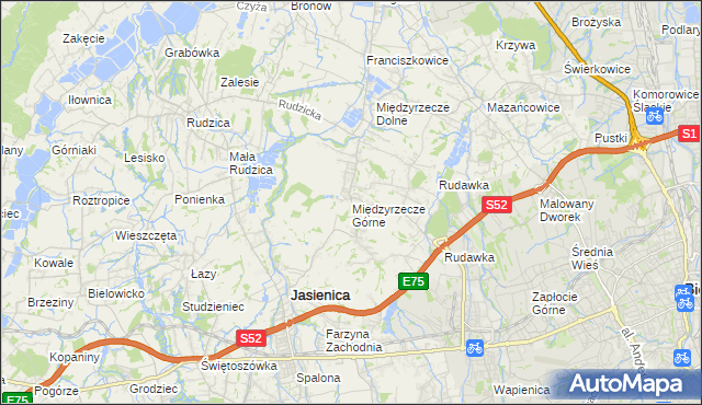 mapa Międzyrzecze Górne, Międzyrzecze Górne na mapie Targeo