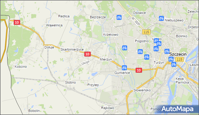 mapa Mierzyn gmina Dobra (Szczecińska), Mierzyn gmina Dobra (Szczecińska) na mapie Targeo