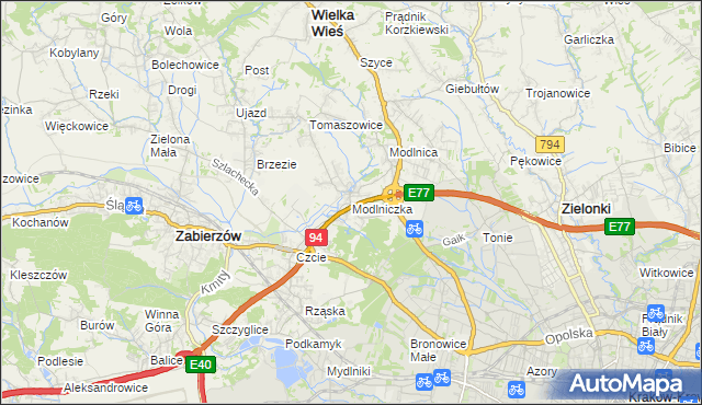 mapa Modlniczka, Modlniczka na mapie Targeo