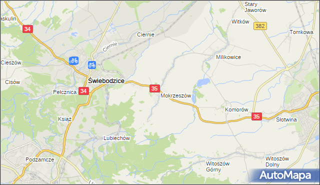 mapa Mokrzeszów, Mokrzeszów na mapie Targeo