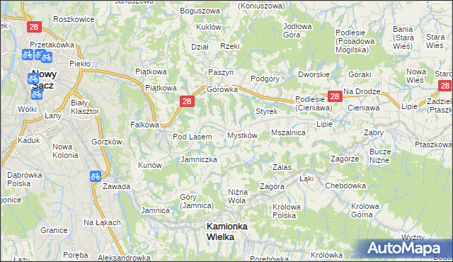 mapa Mystków, Mystków na mapie Targeo