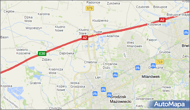 mapa Natolin gmina Grodzisk Mazowiecki, Natolin gmina Grodzisk Mazowiecki na mapie Targeo