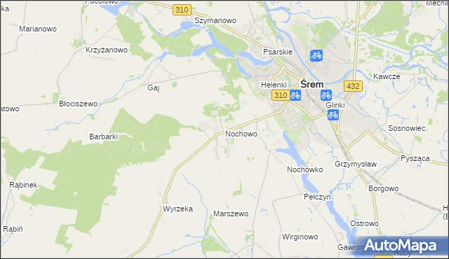 mapa Nochowo, Nochowo na mapie Targeo