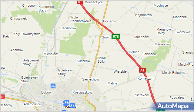 mapa Nowe Sójki, Nowe Sójki na mapie Targeo