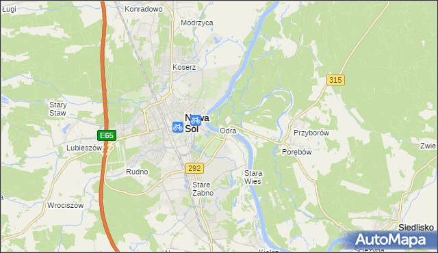 mapa Odra gmina Nowa Sól, Odra gmina Nowa Sól na mapie Targeo