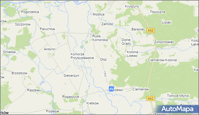 mapa Olsz, Olsz na mapie Targeo