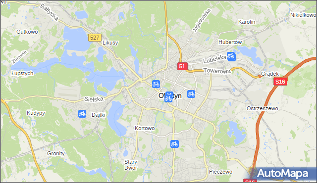 mapa Olsztyna, Olsztyn na mapie Targeo