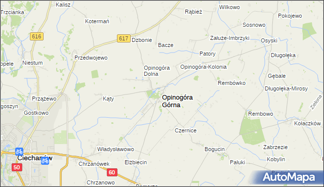 mapa Opinogóra Górna, Opinogóra Górna na mapie Targeo