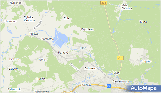 mapa Orle gmina Wejherowo, Orle gmina Wejherowo na mapie Targeo