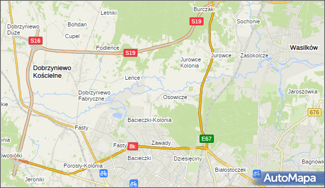 mapa Osowicze, Osowicze na mapie Targeo