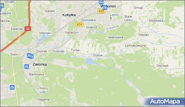 mapa Ossów, Ossów na mapie Targeo