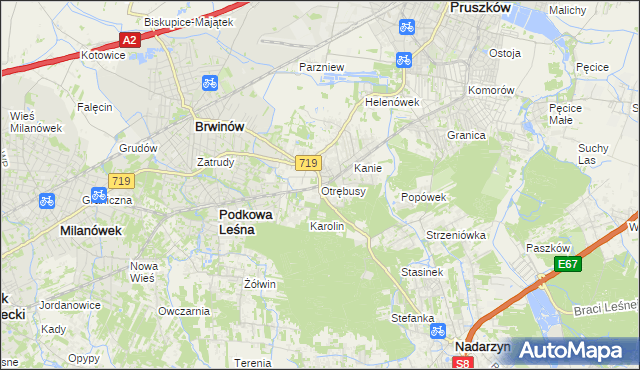 mapa Otrębusy, Otrębusy na mapie Targeo