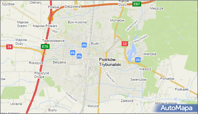 mapa Piotrków Trybunalski, Piotrków Trybunalski na mapie Targeo