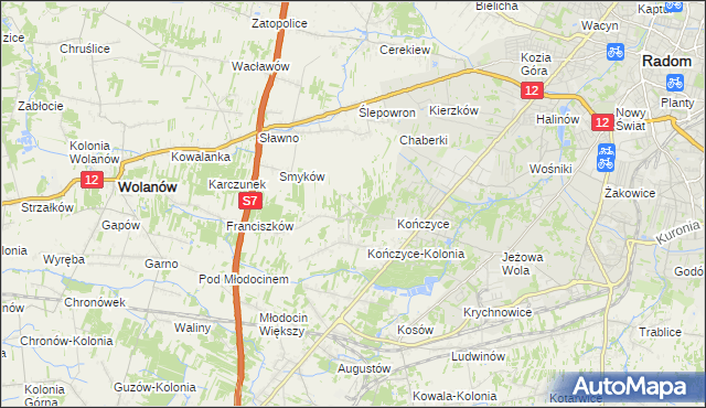mapa Podkończyce, Podkończyce na mapie Targeo