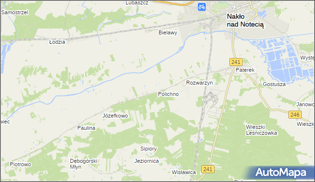 mapa Polichno gmina Nakło nad Notecią, Polichno gmina Nakło nad Notecią na mapie Targeo