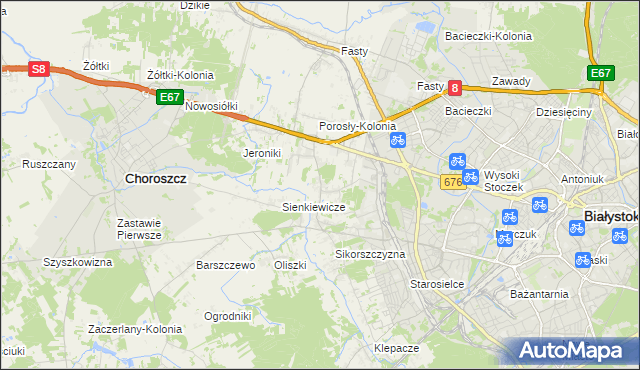 mapa Porosły, Porosły na mapie Targeo