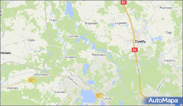 mapa Redykajny, Redykajny na mapie Targeo