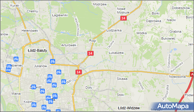 mapa Różki gmina Łódź, Różki gmina Łódź na mapie Targeo