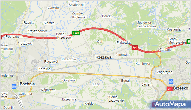 mapa Rzezawa, Rzezawa na mapie Targeo