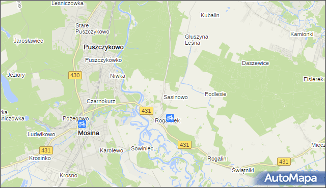 mapa Sasinowo, Sasinowo na mapie Targeo