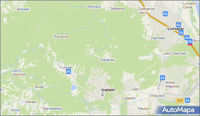 mapa Sieraków gmina Izabelin, Sieraków gmina Izabelin na mapie Targeo