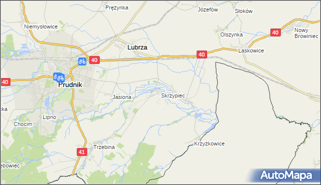 mapa Skrzypiec gmina Lubrza, Skrzypiec gmina Lubrza na mapie Targeo