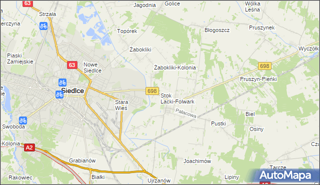 mapa Stok Lacki-Folwark, Stok Lacki-Folwark na mapie Targeo