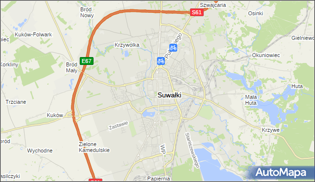 mapa Suwałk, Suwałki na mapie Targeo