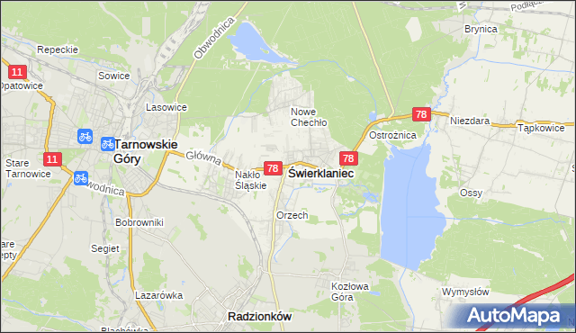 mapa Świerklaniec, Świerklaniec na mapie Targeo