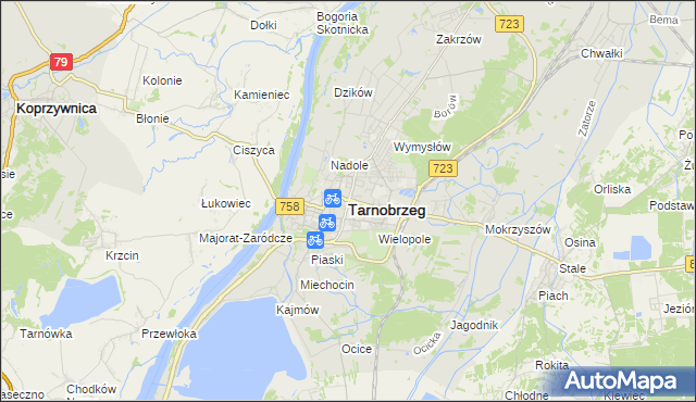 mapa Tarnobrzegu, Tarnobrzeg na mapie Targeo