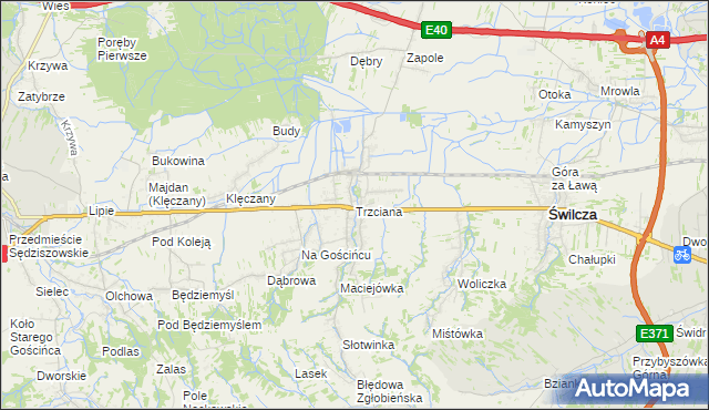 mapa Trzciana gmina Świlcza, Trzciana gmina Świlcza na mapie Targeo