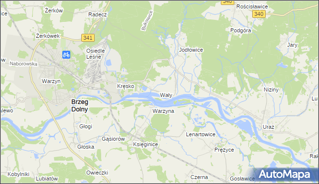 mapa Wały gmina Brzeg Dolny, Wały gmina Brzeg Dolny na mapie Targeo