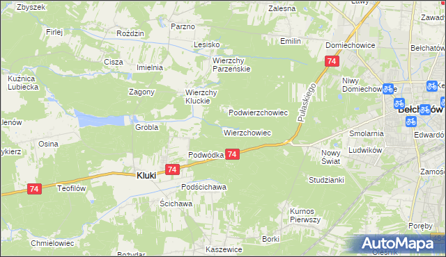 mapa Wierzchowiec, Wierzchowiec na mapie Targeo