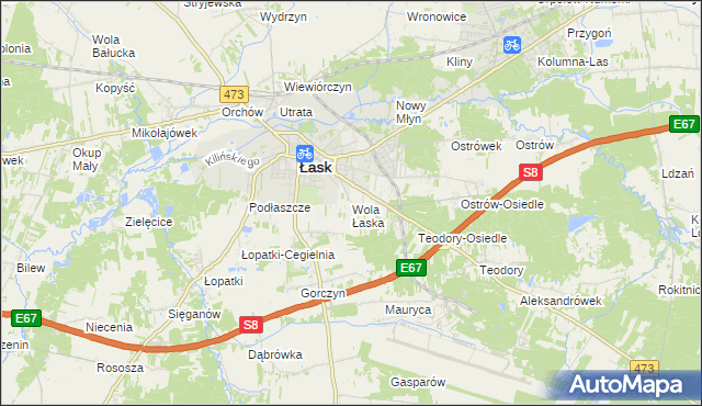 mapa Wola Łaska, Wola Łaska na mapie Targeo