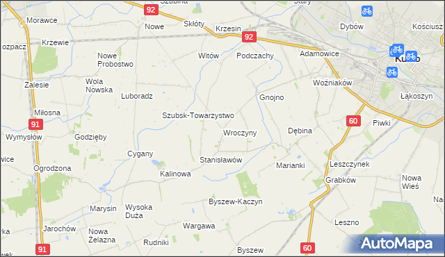 mapa Wroczyny, Wroczyny na mapie Targeo