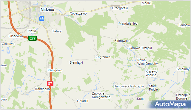 mapa Zagrzewo, Zagrzewo na mapie Targeo