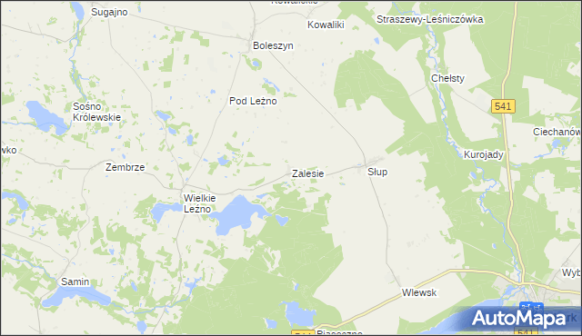 mapa Zalesie gmina Lidzbark, Zalesie gmina Lidzbark na mapie Targeo
