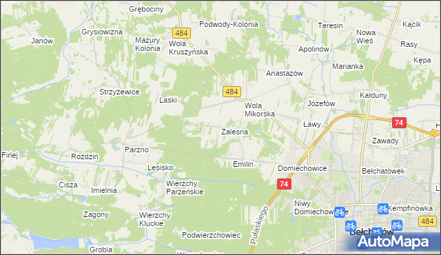 mapa Zalesna, Zalesna na mapie Targeo
