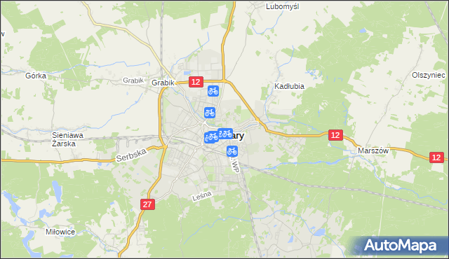 mapa Żary, Żary na mapie Targeo
