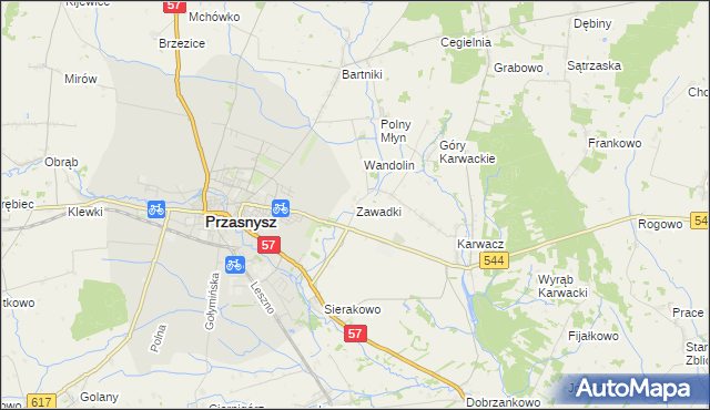 mapa Zawadki gmina Przasnysz, Zawadki gmina Przasnysz na mapie Targeo