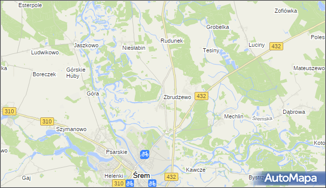 mapa Zbrudzewo, Zbrudzewo na mapie Targeo