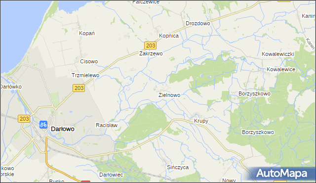 mapa Zielnowo gmina Darłowo, Zielnowo gmina Darłowo na mapie Targeo