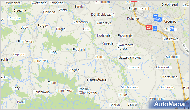 mapa Zręcin, Zręcin na mapie Targeo