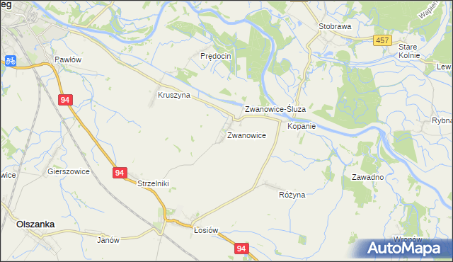 mapa Zwanowice gmina Skarbimierz, Zwanowice gmina Skarbimierz na mapie Targeo